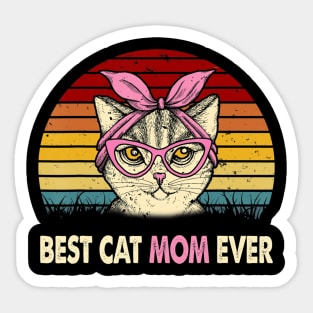 Vintage Best Cat Mom Ever T Shirt Cat Mama Mother Gift Women Sticker